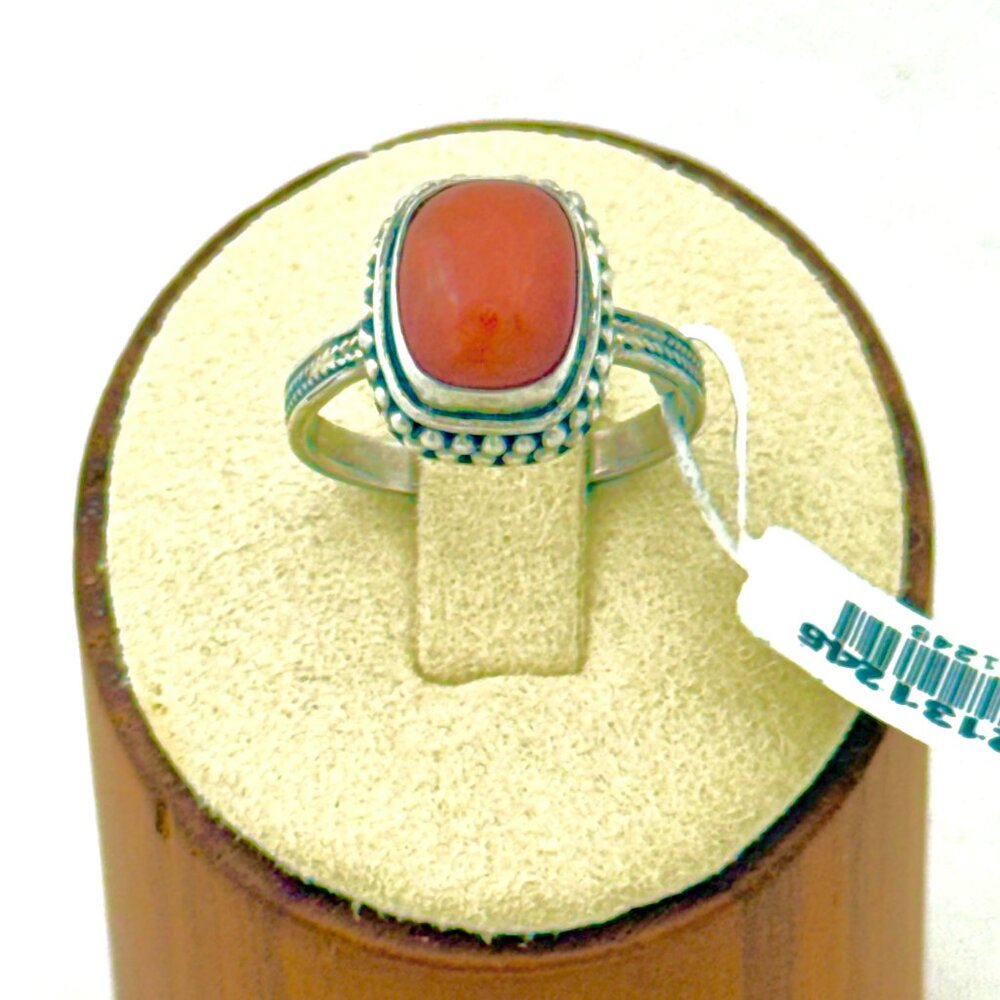 Bali Sterling Silver Ring w/Bezel Set Carnelian - Size 7 3/4 - NWT